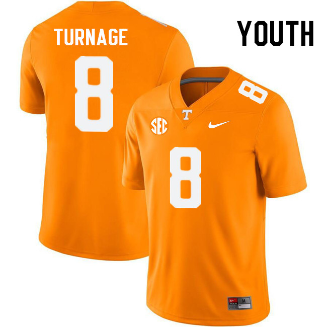 Youth #8 Brandon Turnage Tennessee Volunteers College Football Jerseys Stitched Sale-Orange - Click Image to Close